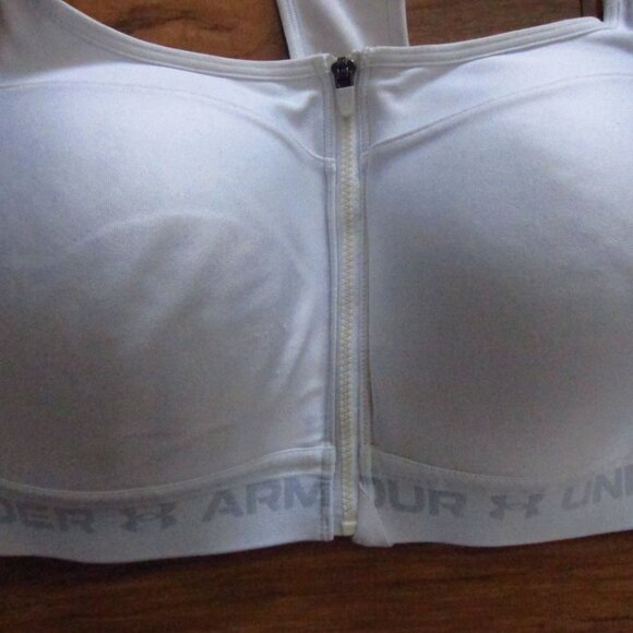 UNDER ARMOUR White Front Zip Compression Sports Bra Size 38D - Picture 2 of 5